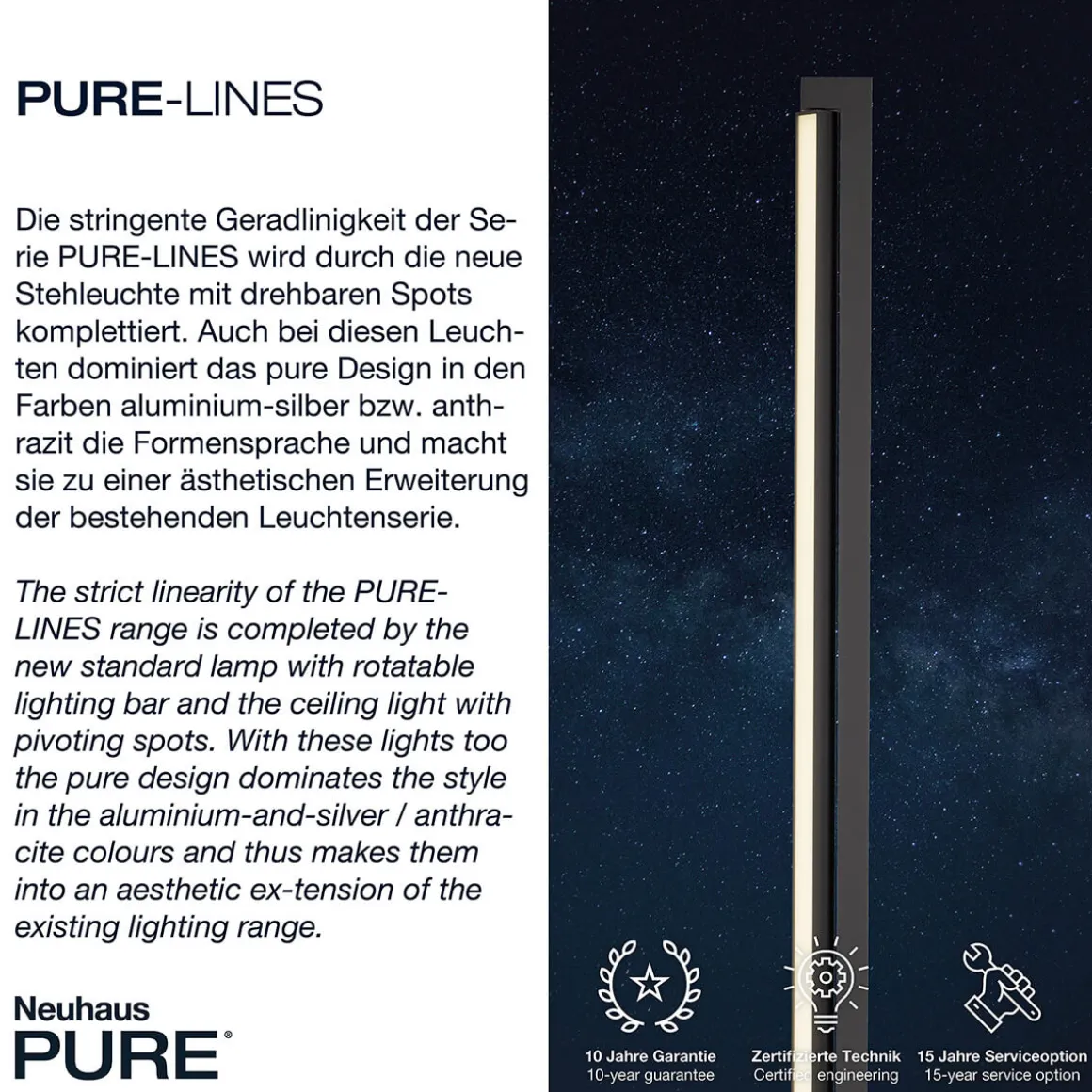 Neuhaus PURE by Paul Neuhaus PURE Lines Floor LED Stehleuchte mit CCT