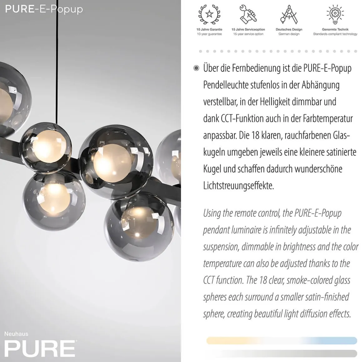 Neuhaus PURE by Paul Neuhaus PURE E-Popup LED Pendelleuchte mit e-LIFT und CCT
