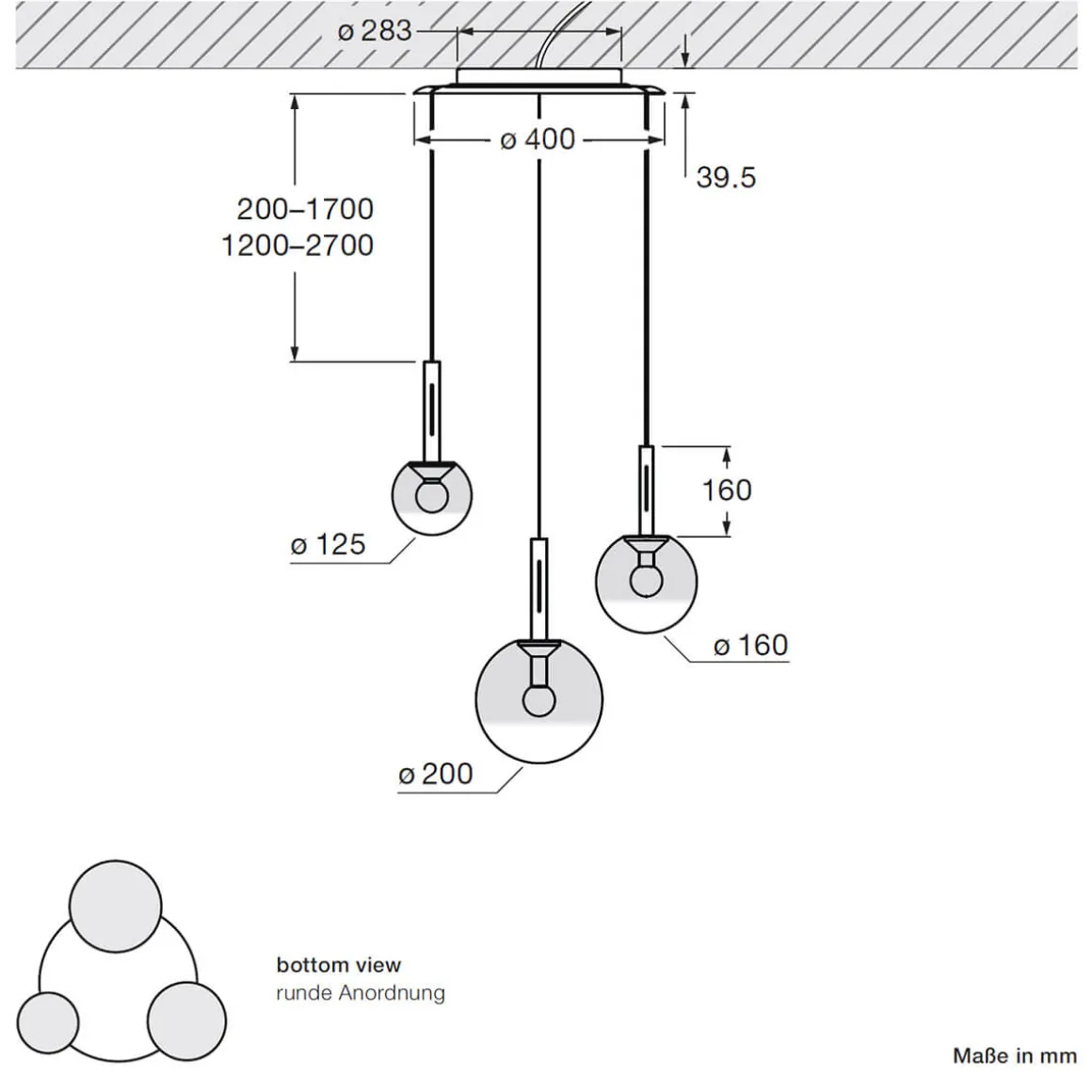 Occhio Luna sospeso cloud 3 fix LED Pendelleuchte