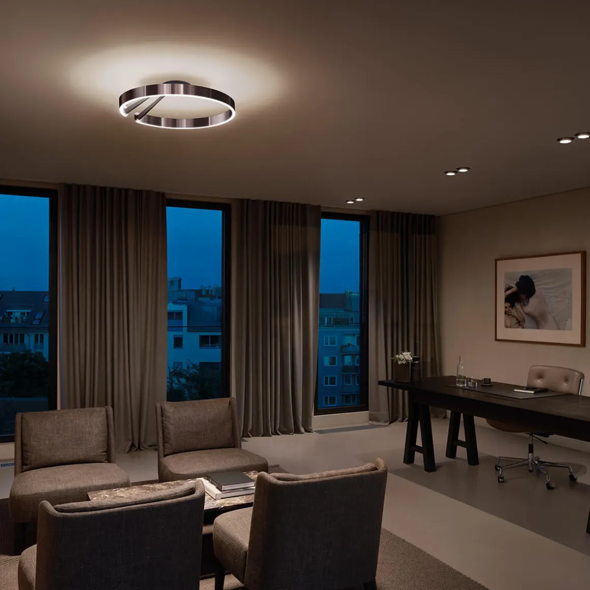 Occhio Mito aura 60 narrow LED Deckenleuchte, Base: schwarz matt