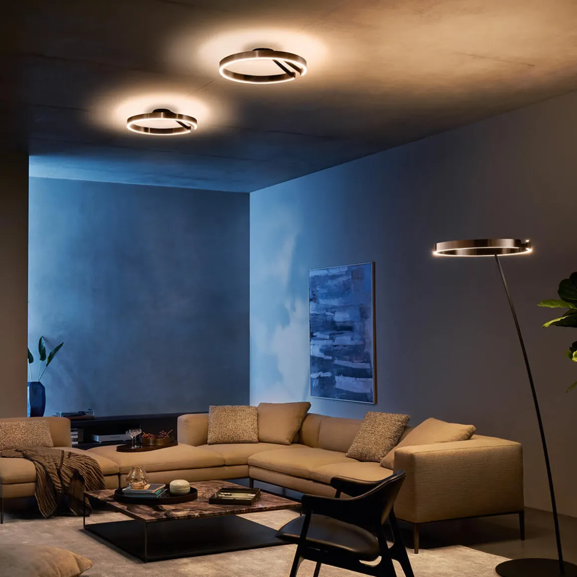 Occhio Mito aura 40 wide LED Wand- / Deckenleuchte, Base: schwarz matt