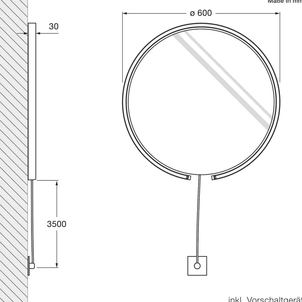 Occhio Mito sfera corda 60 wide Wand- / Spiegelleuchte, Spiegel getönt