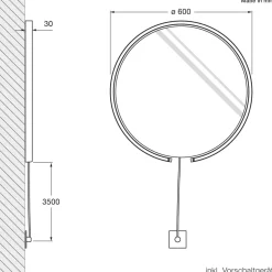 Occhio Mito sfera corda 60 wide Wand- / Spiegelleuchte, Spiegel klar