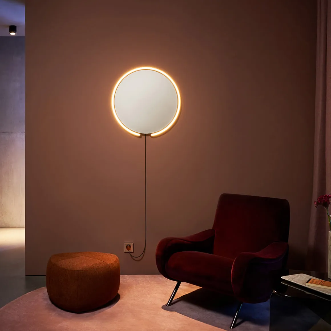 Occhio Mito sfera corda 40 wide Wand- / Spiegelleuchte, Spiegel klar