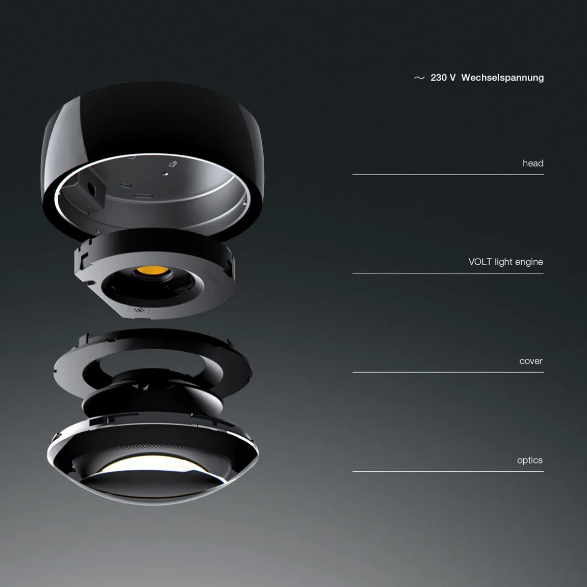 Occhio Piu alto 3d Volt S80 Deckenstrahler, 3000 K