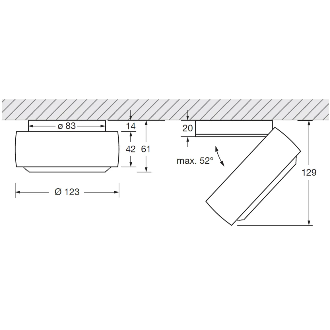 Occhio Piu R alto Volt B Deckenstrahler, 2700 K