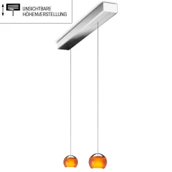 Oligo Balino LED Pendelleuchte, 2-flg., unsichtbare Höhenverstellung, Baldachin: Chrom, Rückläufer