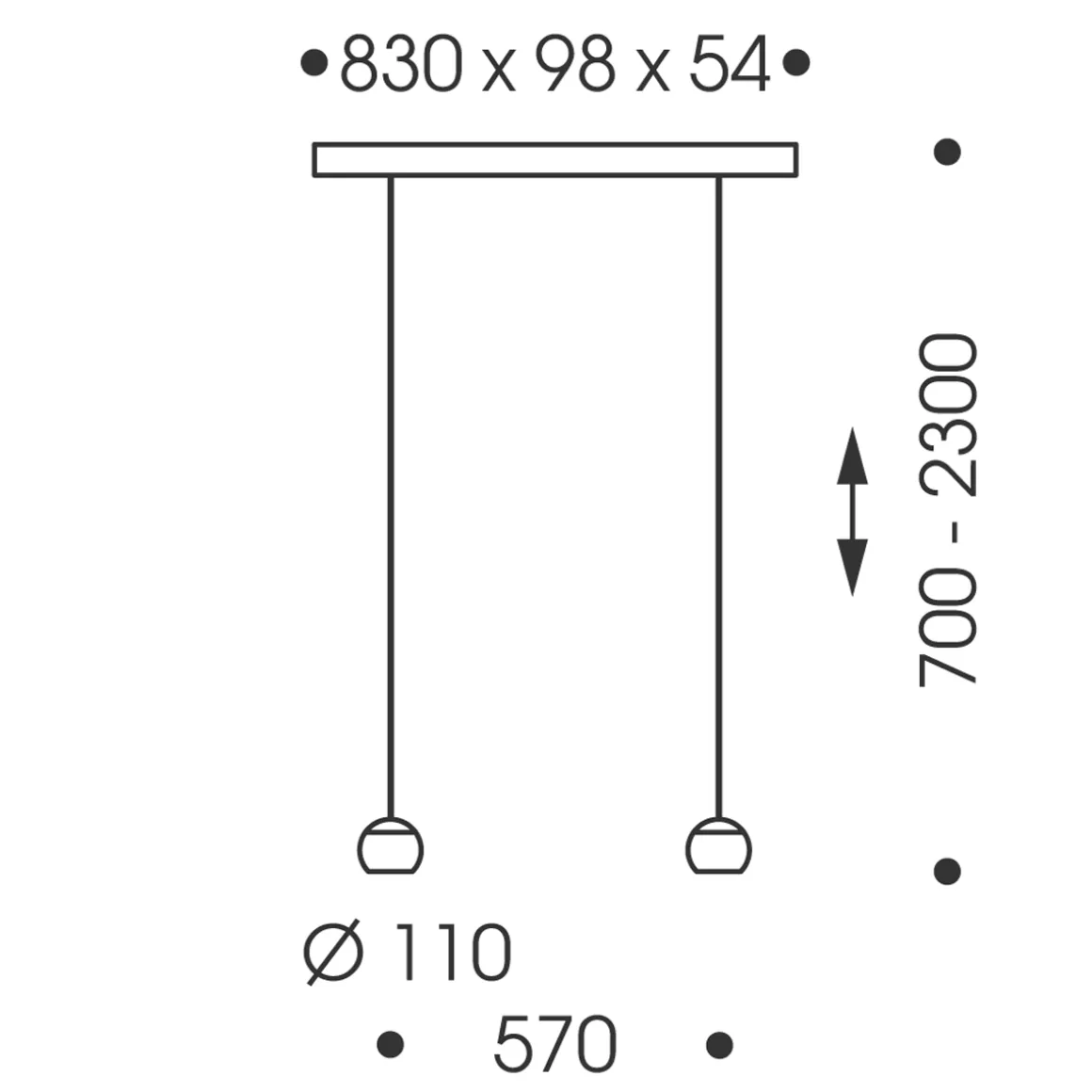 Oligo Balino LED Pendelleuchte, 2-flg., unsichtbare Höhenverstellung, Baldachin: Chrom, Rückläufer