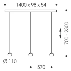Oligo Balino LED Pendelleuchte, 3-flg., unsichtbare Höhenverstellung, Baldachin: Chrom