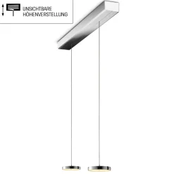 Oligo Decent LED Pendelleuchte, 2-flg., TW, unsichtbare Höhenverstellung, Baldachin: Chrom