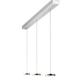 Oligo Decent LED Pendelleuchte, 3-flg., TW, unsichtbare Höhenverstellung, Baldachin: Alu gebürstet