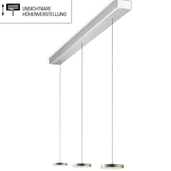 Oligo Decent LED Pendelleuchte, 3-flg., TW, unsichtbare Höhenverstellung, Baldachin: Alu gebürstet