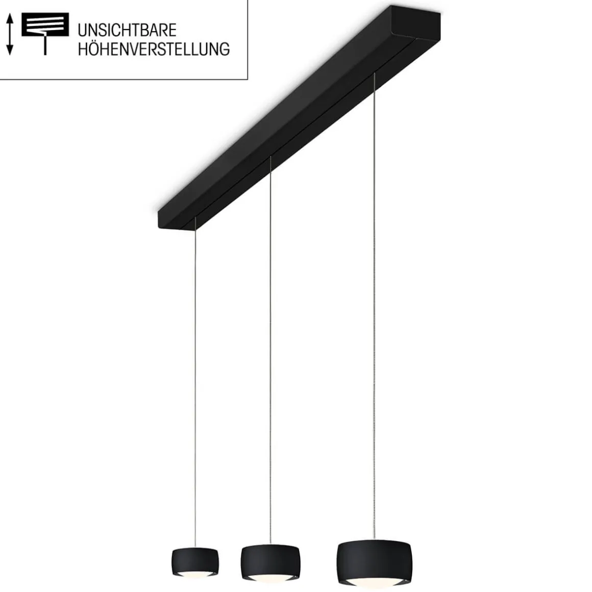 Oligo Grace LED Pendelleuchte, 3-flg., TW, unsichtbare Höhenverstellung, Baldachin: schwarz