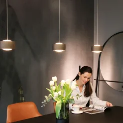 Oligo Grace LED Pendelleuchte, 3-flg., TW, unsichtbare Höhenverstellung, Baldachin: Chrom