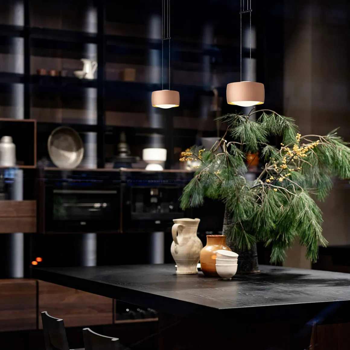 Oligo Grace LED Pendelleuchte, 2-flg., TW, unsichtbare Höhenverstellung, Baldachin: weiß matt