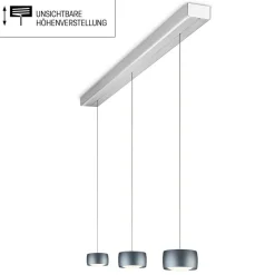 Oligo Grace LED Pendelleuchte, 3-flg., TW, unsichtbare Höhenverstellung, Baldachin: Alu gebürstet