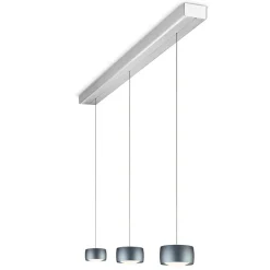 Oligo Grace LED Pendelleuchte, 3-flg., TW, unsichtbare Höhenverstellung, Baldachin: Alu gebürstet