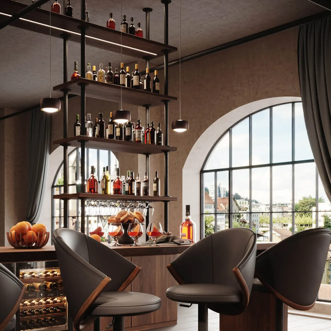 Oligo Grace LED Pendelleuchte, 3-flg., TW, unsichtbare Höhenverstellung, Baldachin: Alu gebürstet