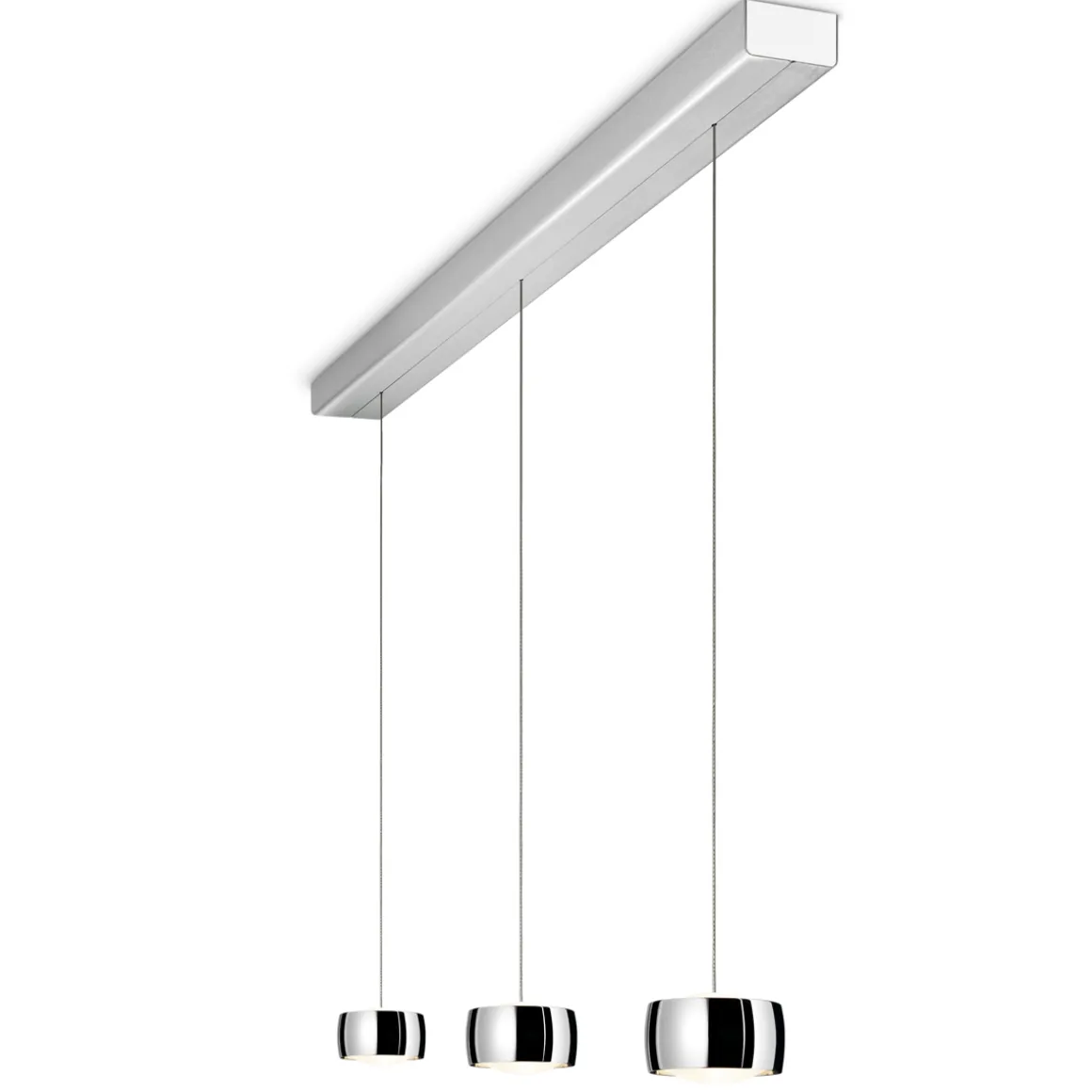 Oligo Grace LED Pendelleuchte, 3-flg., TW, unsichtbare Höhenverstellung, Baldachin: Alu gebürstet