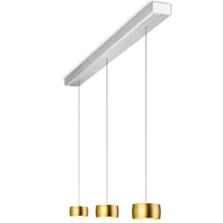 Oligo Grace LED Pendelleuchte, 3-flg., TW, unsichtbare Höhenverstellung, Baldachin: Alu gebürstet