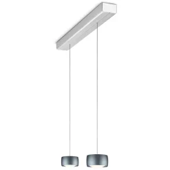 Oligo Grace LED Pendelleuchte, 2-flg., TW, unsichtbare Höhenverstellung, Baldachin: Alu gebürstet