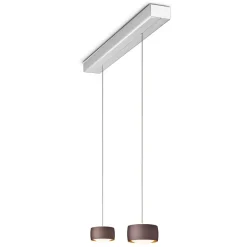 Oligo Grace LED Pendelleuchte, 2-flg., TW, unsichtbare Höhenverstellung, Baldachin: Alu gebürstet