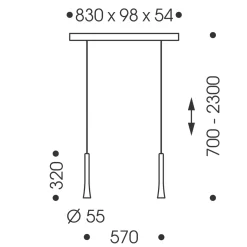 Oligo Rio LED Pendelleuchte, 2-flg., unsichtbare Höhenverstellung, Baldachin: Alu gebürstet