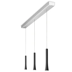 Oligo Rio LED Pendelleuchte, 3-flg., unsichtbare Höhenverstellung, Baldachin: Alu gebürstet
