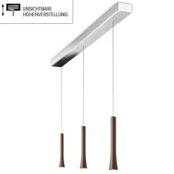 Oligo Rio LED Pendelleuchte, 3-flg., unsichtbare Höhenverstellung, Baldachin: Chrom