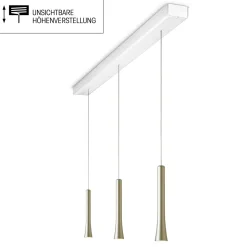 Oligo Rio LED Pendelleuchte, 3-flg., unsichtbare Höhenverstellung, Baldachin: weiß matt