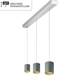 Oligo Tudor M LED Pendelleuchte, 3-flg., TW, unsichtbare Höhenverstellung, Baldachin: Alu gebürstet