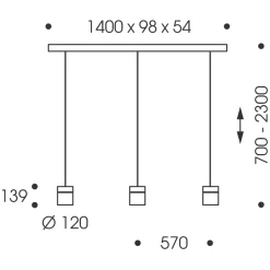 Oligo Tudor M LED Pendelleuchte, 3-flg., TW, unsichtbare Höhenverstellung, Baldachin: Alu gebürstet