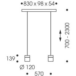 Oligo Tudor M LED Pendelleuchte, 2-flg., TW, unsichtbare Höhenverstellung, Baldachin: Chrom
