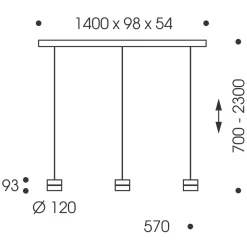 Oligo Tudor S LED Pendelleuchte, 3-flg., TW, unsichtbare Höhenverstellung, Baldachin: Chrom