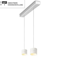 Oligo Tudor S LED Pendelleuchte, 2-flg., TW, unsichtbare Höhenverstellung, Baldachin: Alu gebürstet