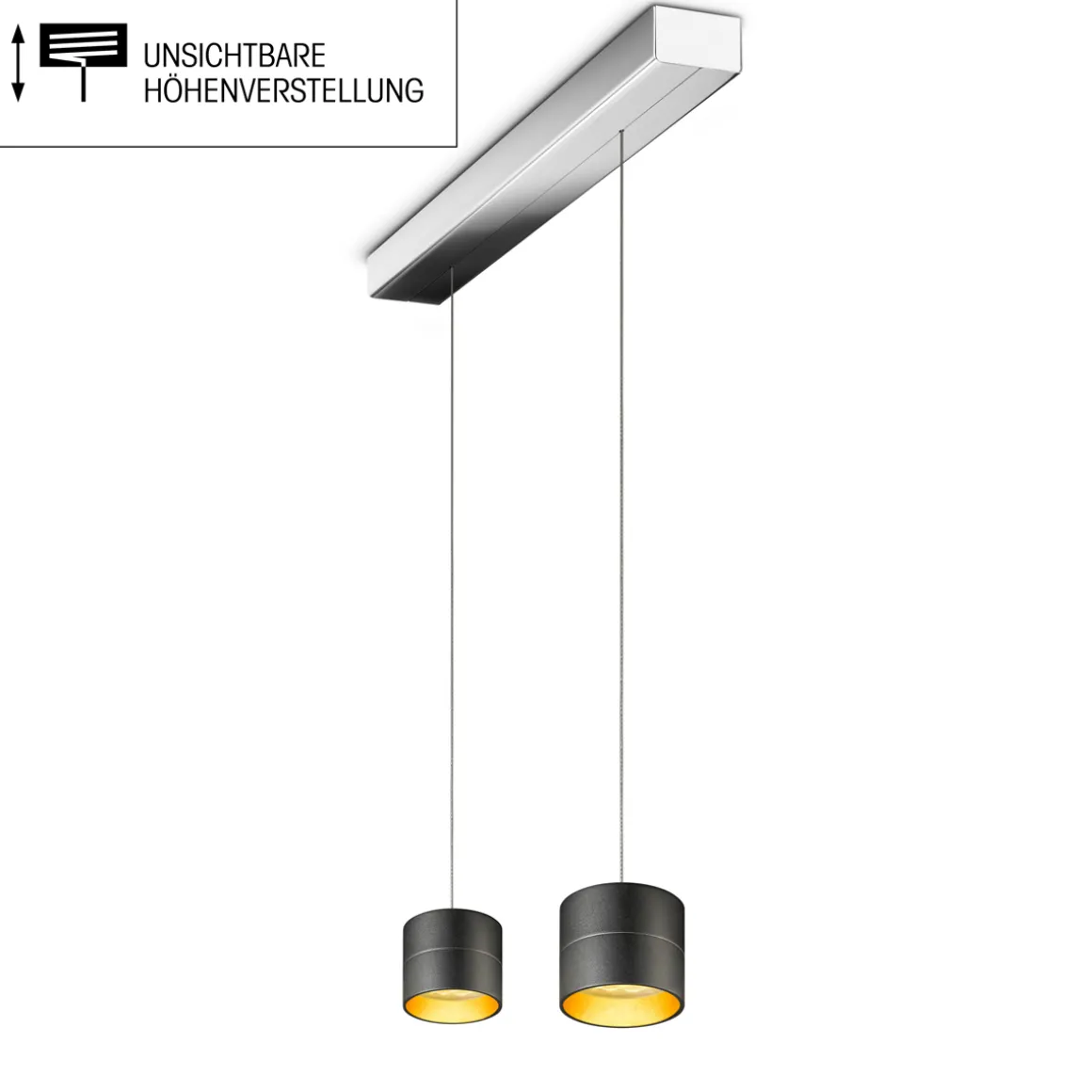 Oligo Tudor S LED Pendelleuchte, 2-flg., TW, unsichtbare Höhenverstellung, Baldachin: Chrom