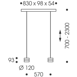 Oligo Tudor S LED Pendelleuchte, 2-flg., TW, unsichtbare Höhenverstellung, Baldachin: Chrom