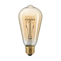 Sigor LED Filament Edison Lampe Slim Curved E27 Gold, 5,5 W, 2500 K, dimmbar