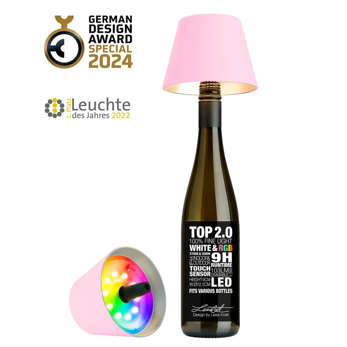 Sompex Top 2.0 RGB LED Akkuleuchte & Flaschenaufsatz