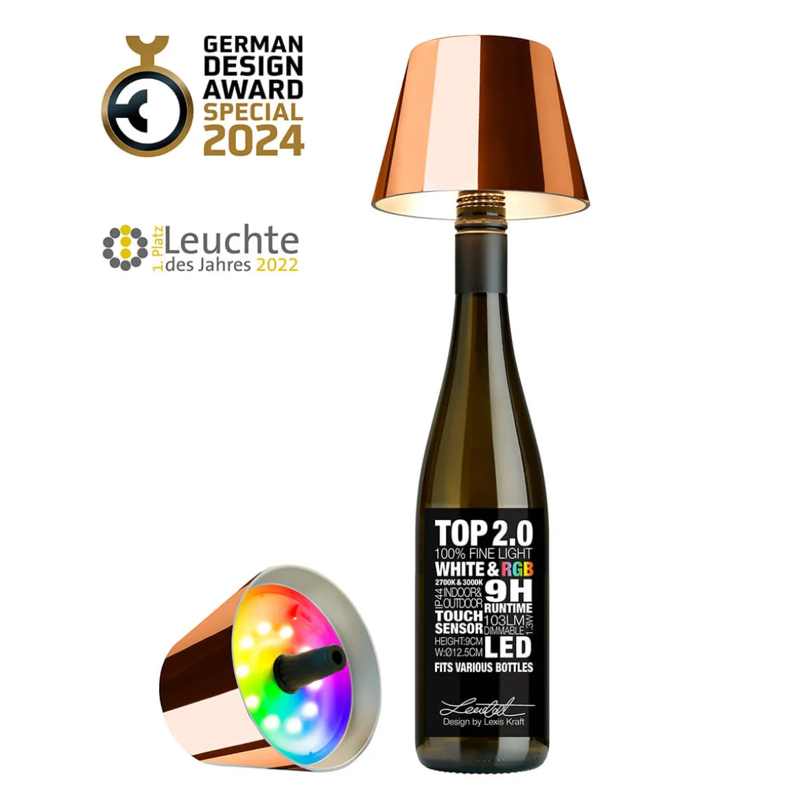 Sompex Top 2.0 RGB LED Akkuleuchte & Flaschenaufsatz