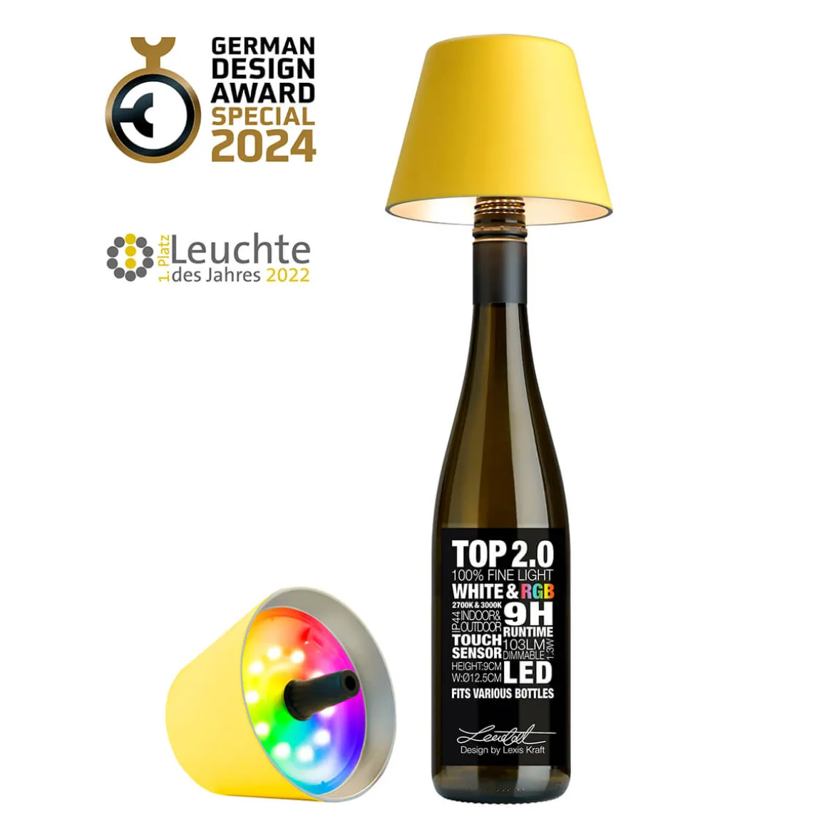 Sompex Top 2.0 RGB LED Akkuleuchte & Flaschenaufsatz