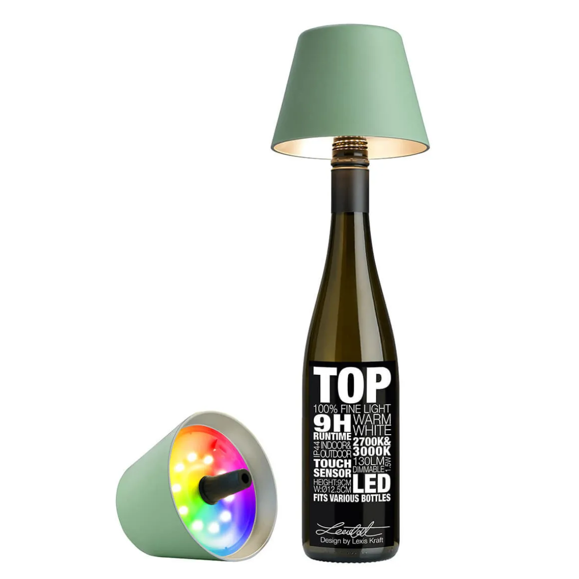 Sompex Top 2.0 RGB LED Akkuleuchte & Flaschenaufsatz