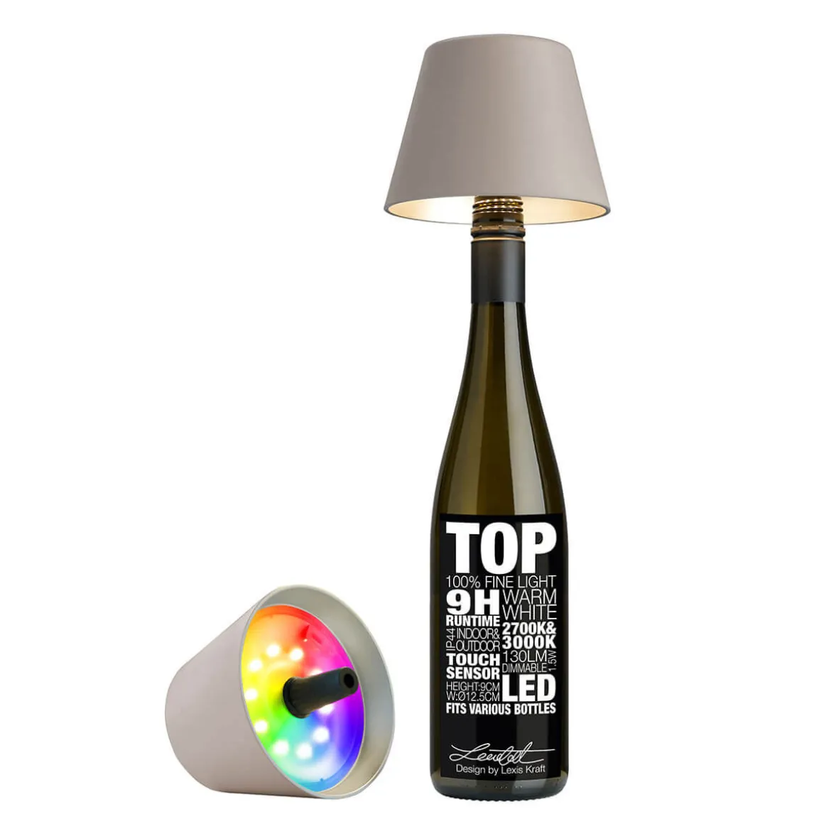 Sompex Top 2.0 RGB LED Akkuleuchte & Flaschenaufsatz