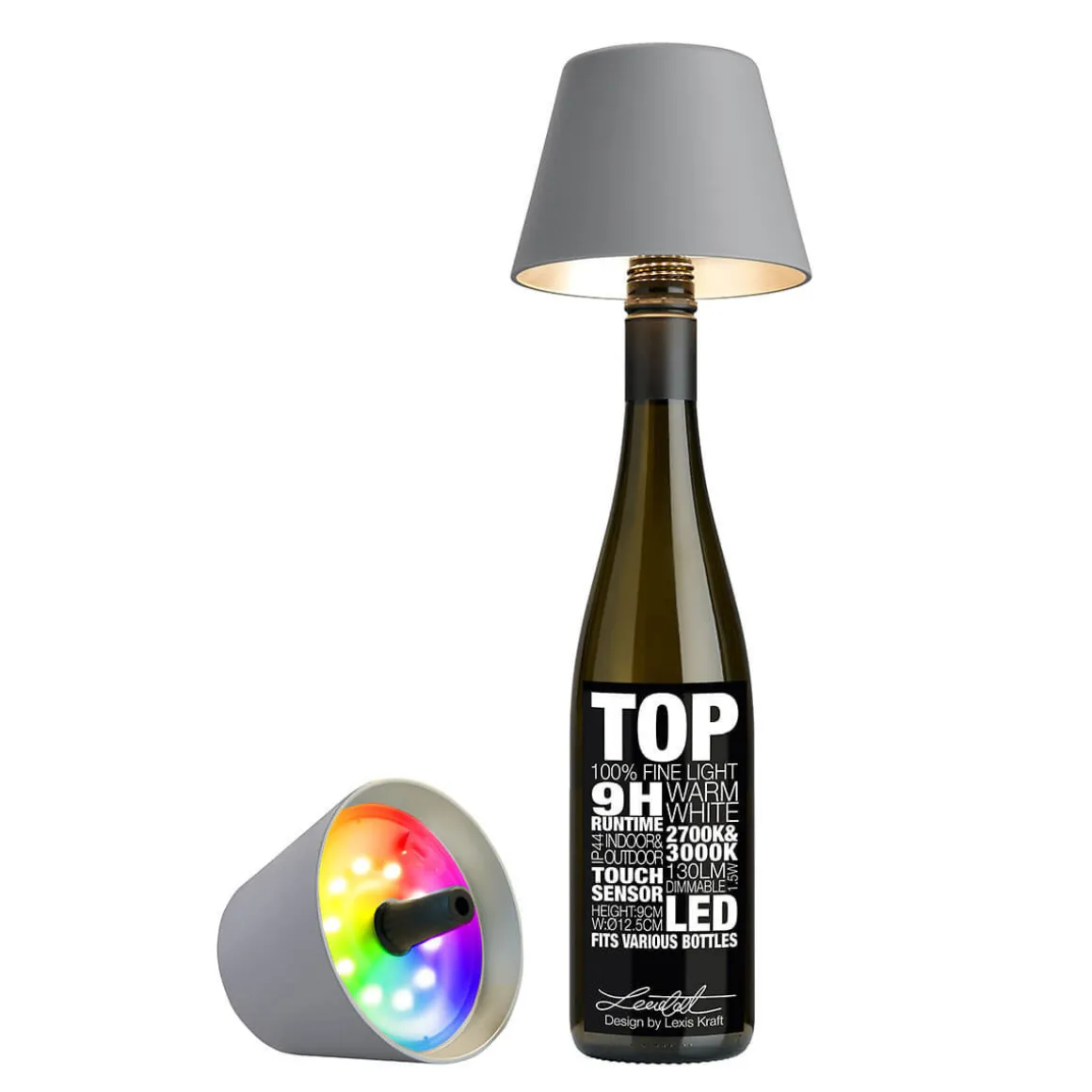 Sompex Top 2.0 RGB LED Akkuleuchte & Flaschenaufsatz