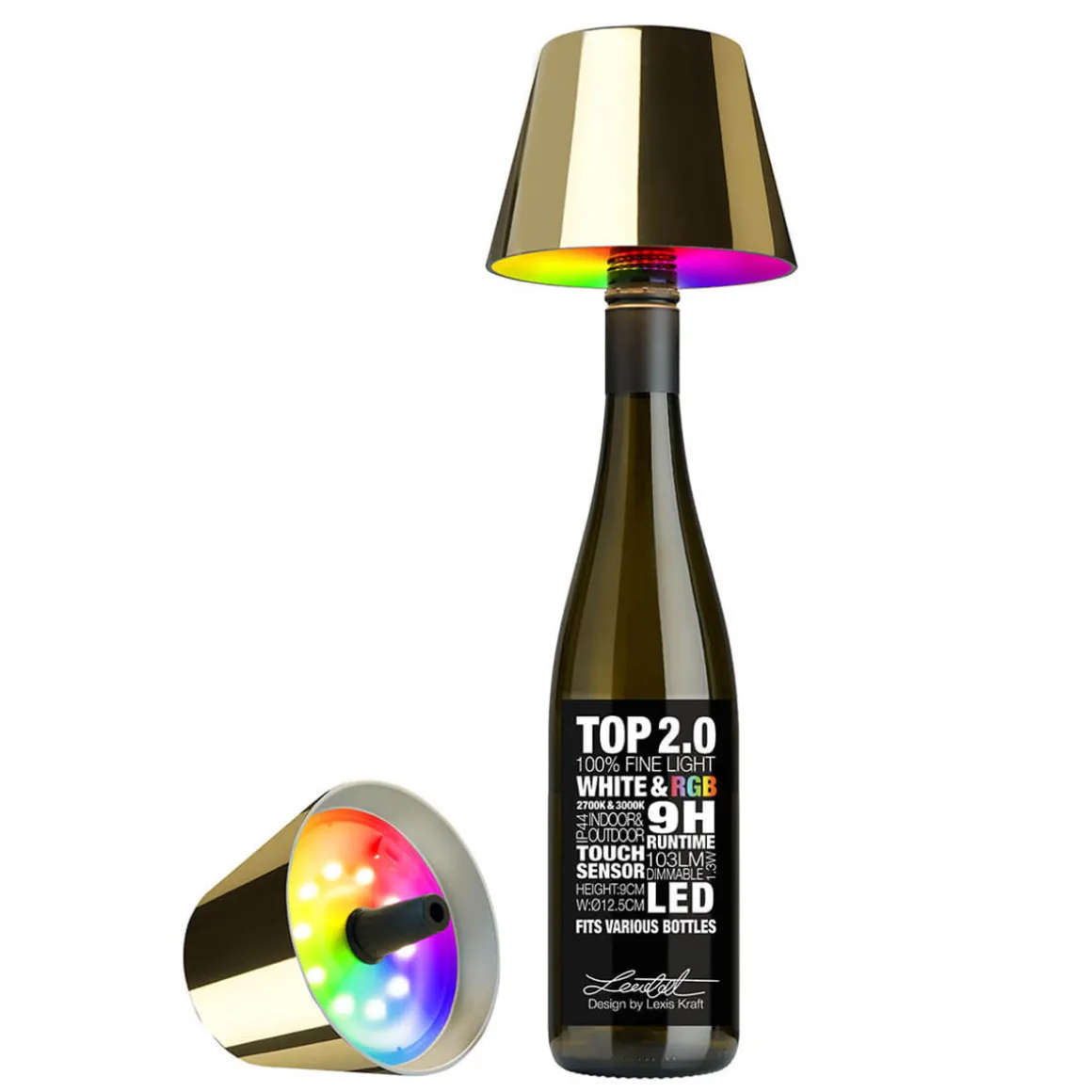Sompex Top 2.0 RGB LED Akkuleuchte & Flaschenaufsatz