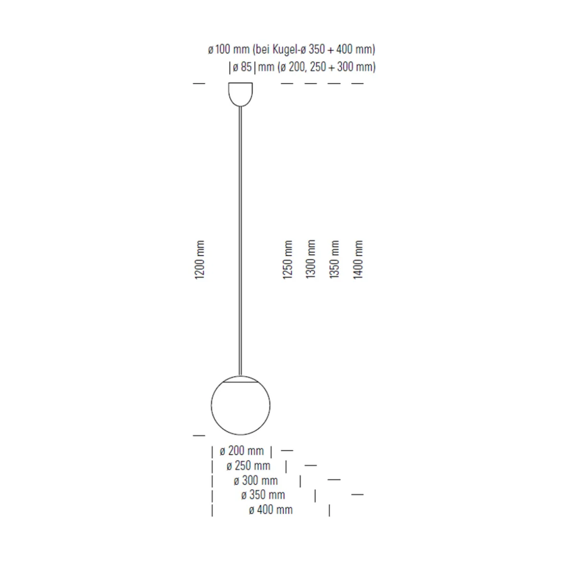 Tecnolumen HL 99 Pendelleuchte mit Opalkugel