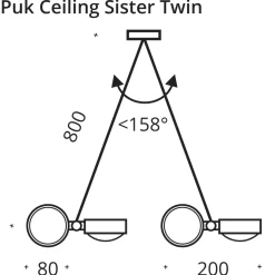 Top Light Puk Ceiling Sister Twin, 80 cm, Gehäuse