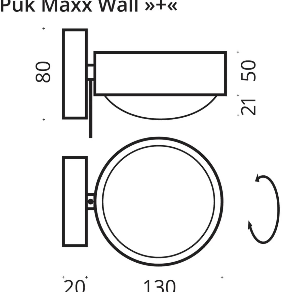 Top Light Puk Maxx Wall + LED Wandleuchte, Gehäuse, Rückläufer