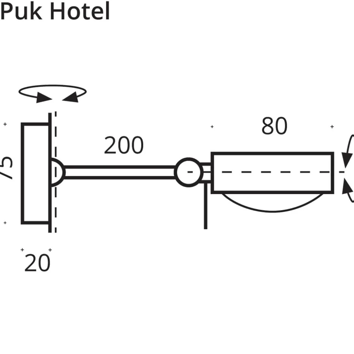 Top Light Puk Mini Hotel Wandleuchte, 20 cm, Gehäuse, Auslaufmodell