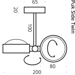 Top Light Puk Mini Side Twin Ceiling Deckenleuchte, 10 cm, Gehäuse